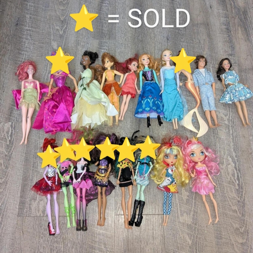 VINTAGE 1960-1999 Early 2000s-2010s Barbies, Monster High Dolls, Disney Dolls